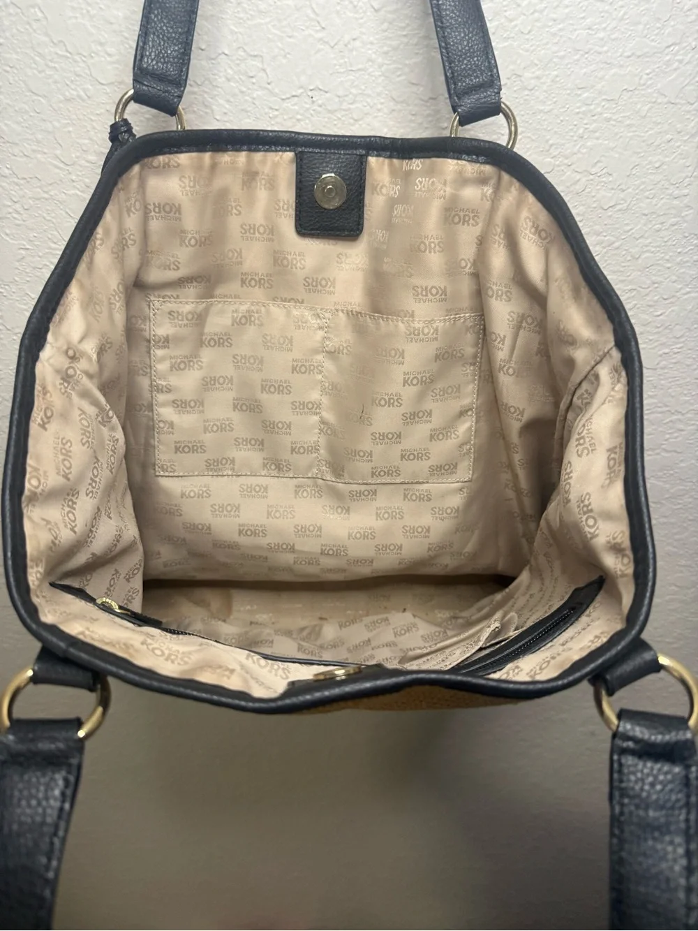 Michael Kors Straw Tote with leather trim